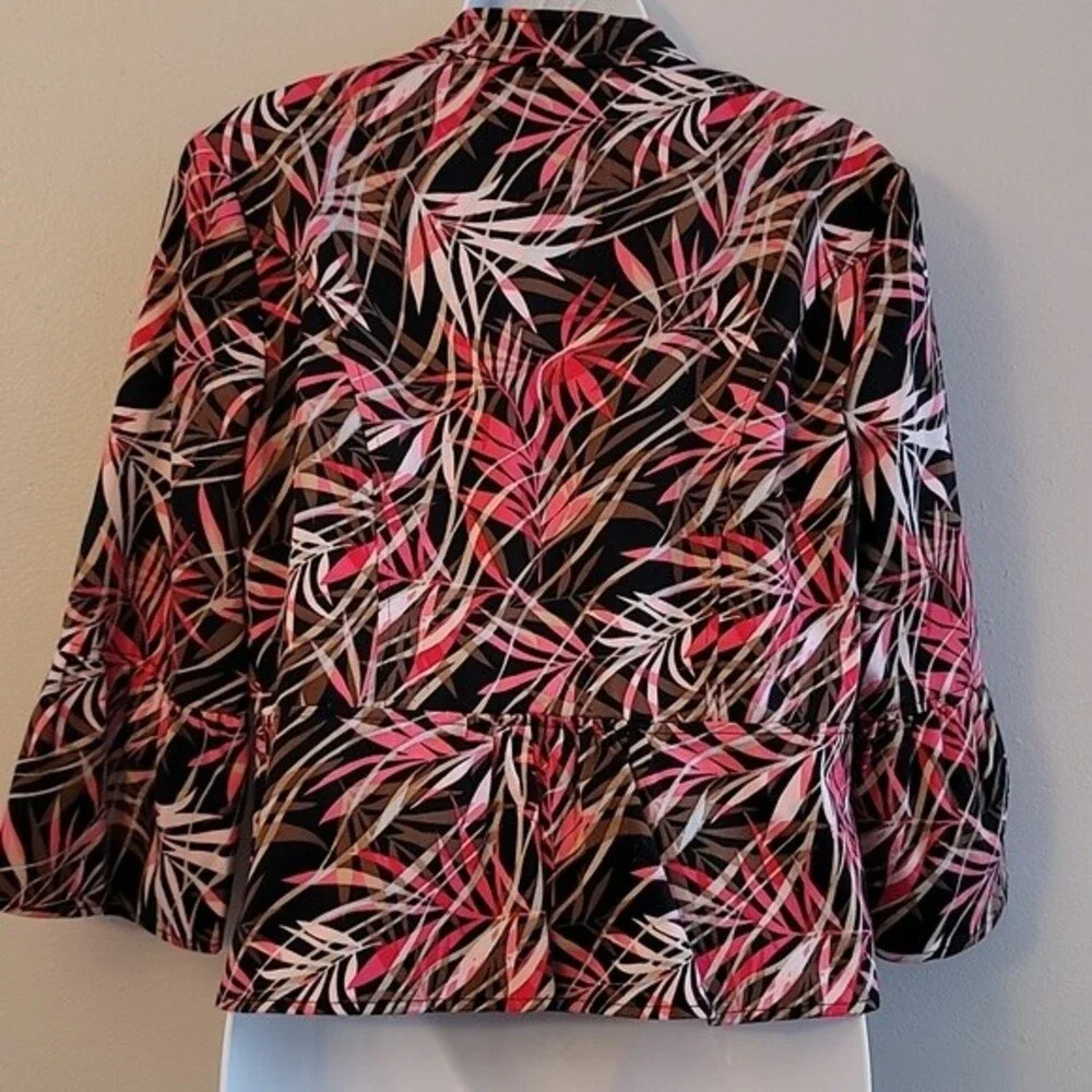 Christopher & Banks | Tropical Palm Leaf Zip Up Blazer Jacket | Size Small - Picture 5 of 6